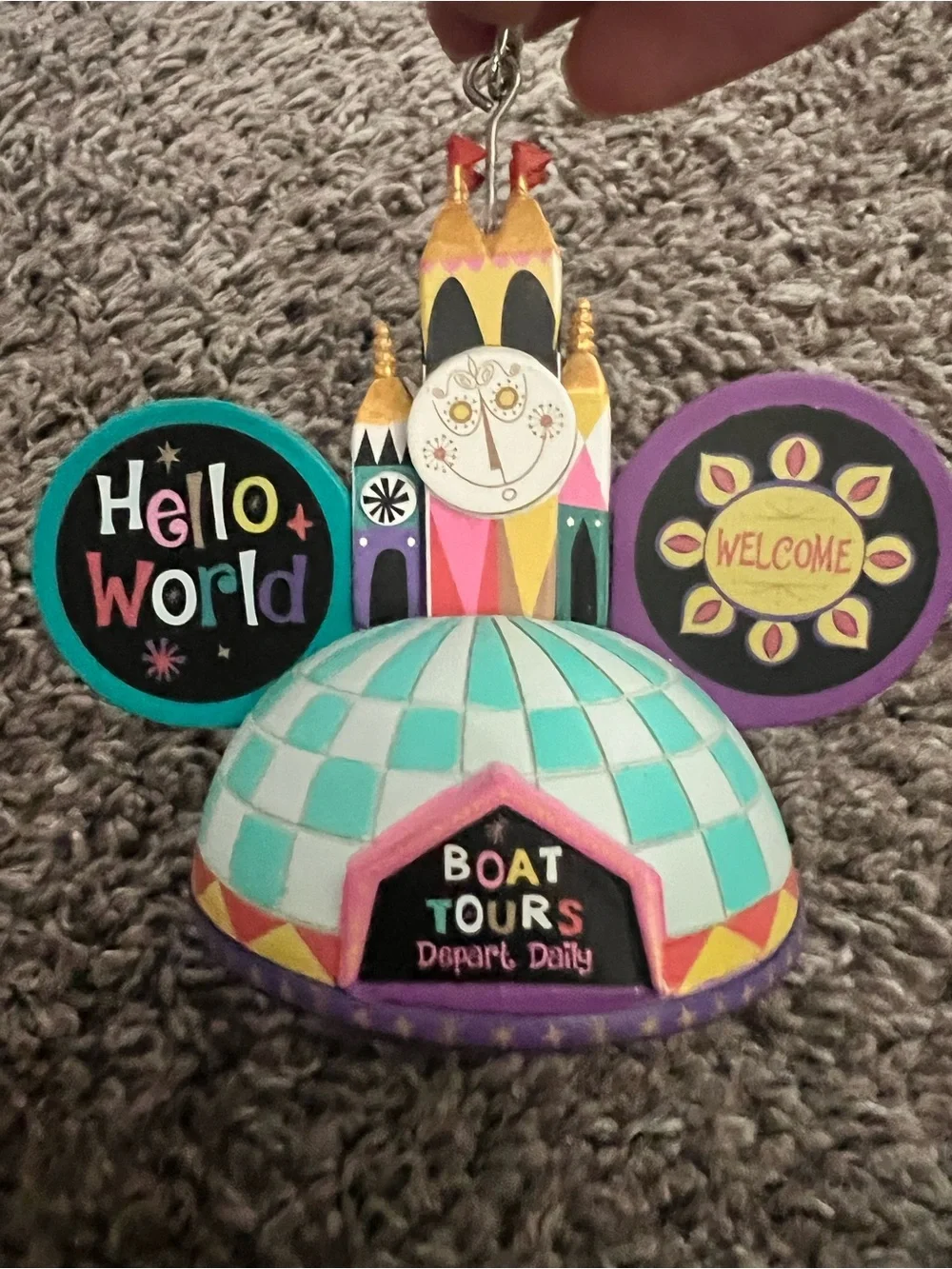 Disney Parks, It’s a Small World Boat Ride Clock Mickey Hat Ornament